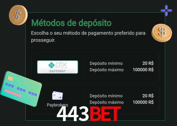O cassino 443bet oferece uma grande variedade de métodos de pagamento